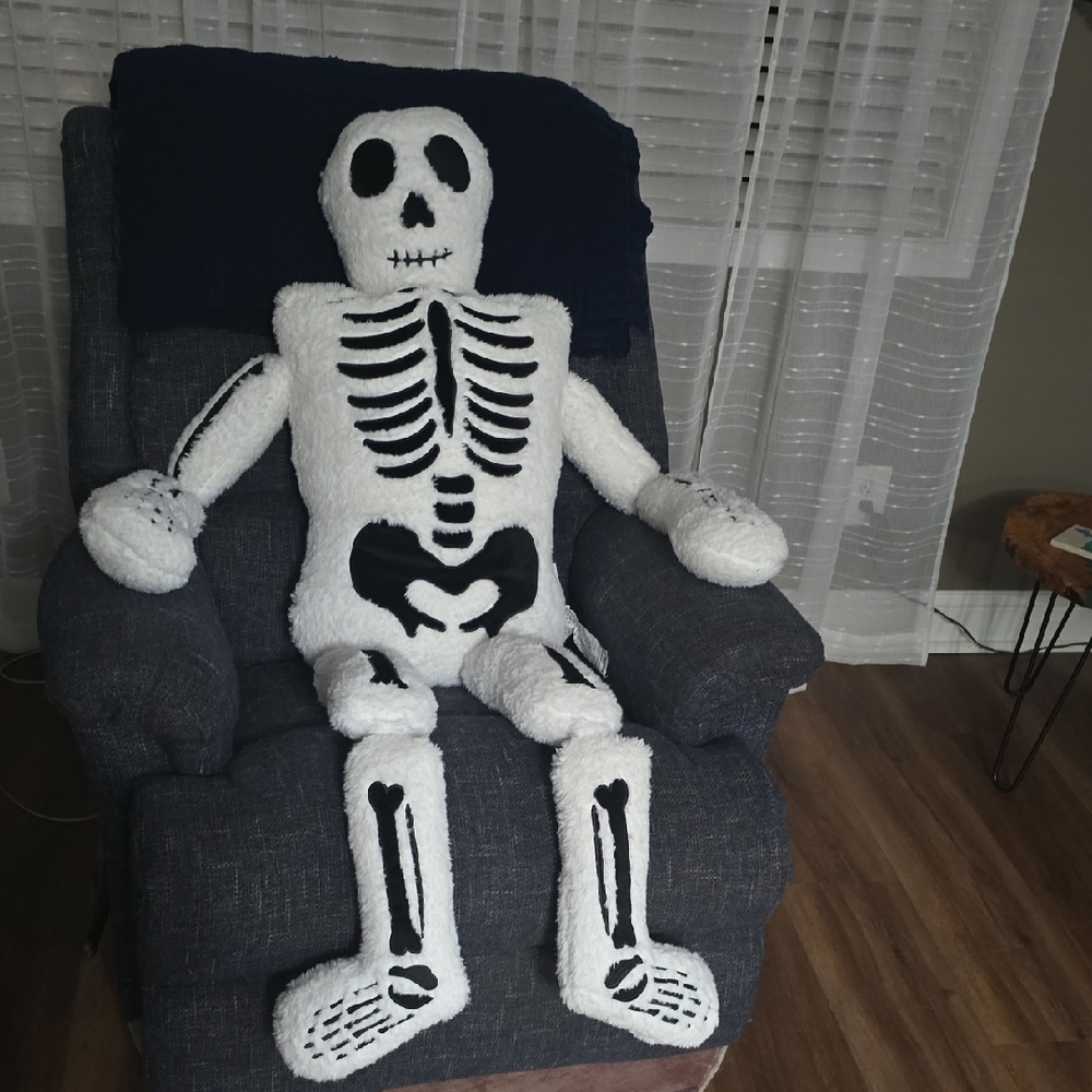 Storehouse Skeleton Plush Pillow - White and Black 5 Ft